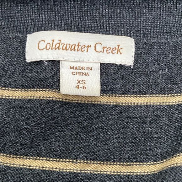 Coldwater Creek Women's Gray Striped Short Sleeve Knit Dress Size XS (4-6) - Picture 10 of 11